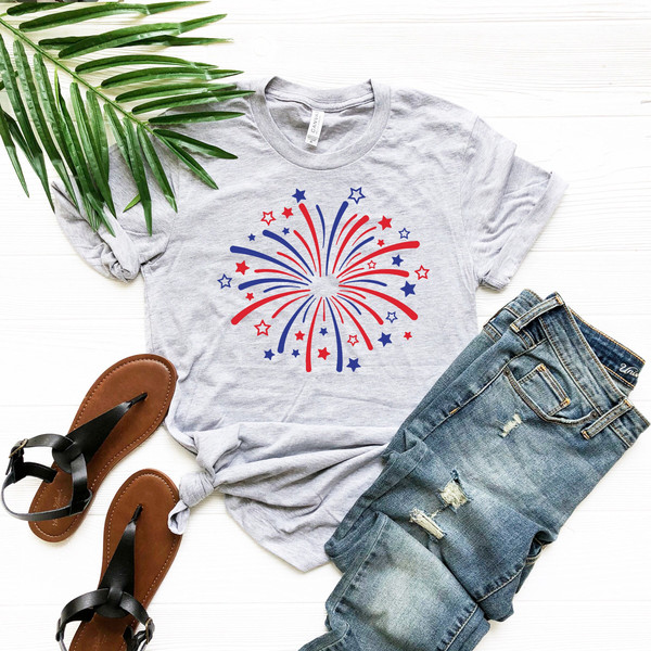 Firework USA Shirt, 4th Of July Shirt, Independence Day Shirt, Gift For American, Red White Blue Shirt, Patriotic Shirt, American Tee - 1.jpg