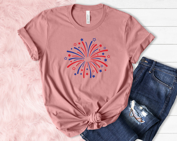 Firework USA Shirt, 4th Of July Shirt, Independence Day Shirt, Gift For American, Red White Blue Shirt, Patriotic Shirt, American Tee - 3.jpg