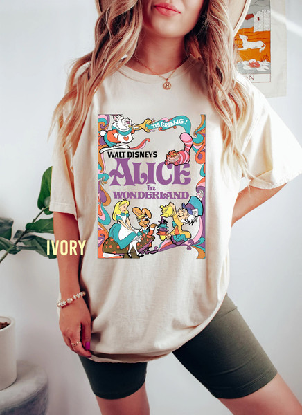 Retro Alice in Wonderland Comfort Color Shirt, Alice Cheshire Cat Mad Hatter March Hare White Rabbit Tee, Disney Family Trip 2023 T-Shirt - 3.jpg