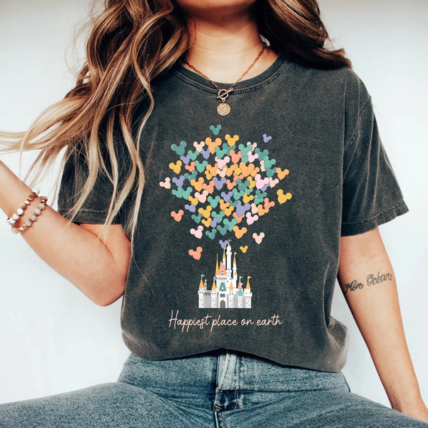 Disney Happiest Place On Earth Comfort Colors® Shirt, Disneyland Castle Shirt, Disney Trip Shirt, Disney World Shirt, Disney Family Shirt - 1.jpg