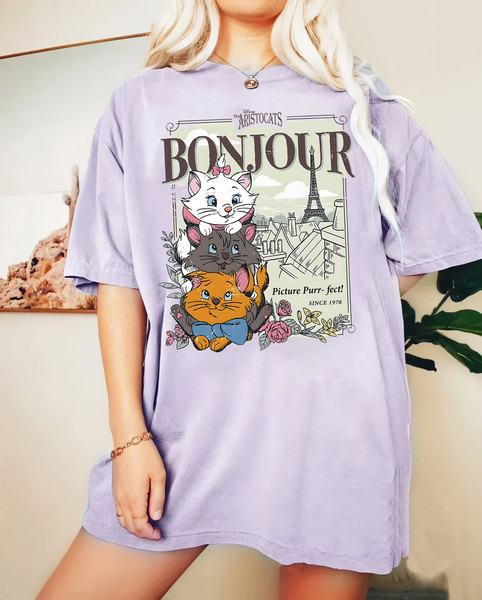 Retro Disney The Aristocats Comfort Colors Shirt, Marie Aristocats T-Shirt, Cat Lover Tee, Berlioz Toulouse Shirt, Disney Family Trip Shirt - 3.jpg