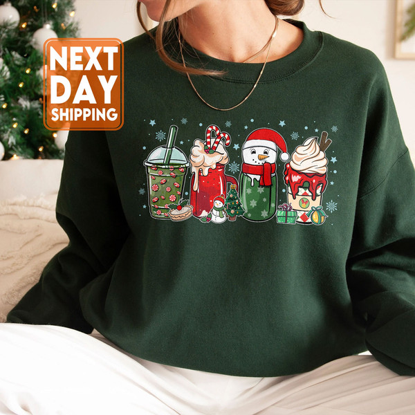Christmas Coffee Latte Sweatshirt, Retro Christmas Coffee Tee, Merry Christmas Coffee Latte Shirt, Christmas Coffee T-shirt - 1.jpg