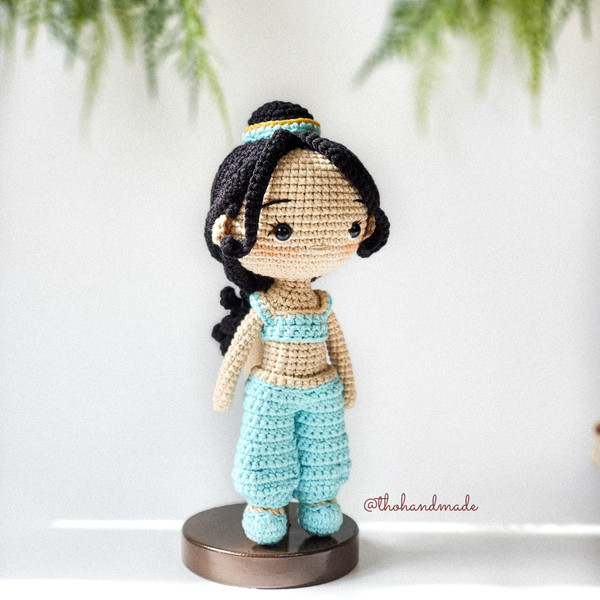 Jasmine crochet amigurumi doll, amigurumi princess doll, crochet Jasmine stuffed doll, amigurumi fairy doll, baby shower gift, birthday gift (2).jpg