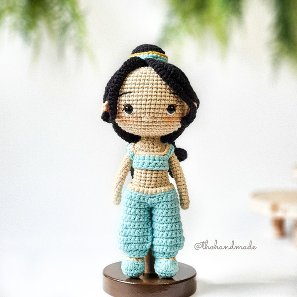 Jasmine crochet amigurumi doll, amigurumi princess doll, crochet Jasmine stuffed doll, amigurumi fairy doll, baby shower gift, birthday gift.jpg