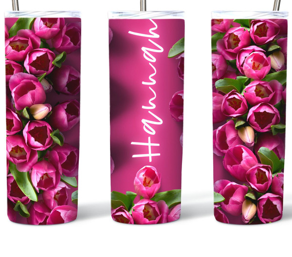 Add A Name On The Floral Design Tumbler, Design Straight Tumbler, Design Straight Skinny Tumbler.Jpg