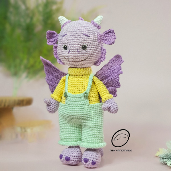 Cute Dragon Kid Plush Toy Handmade Crochet Stuffed Animal Amigurumi Hi