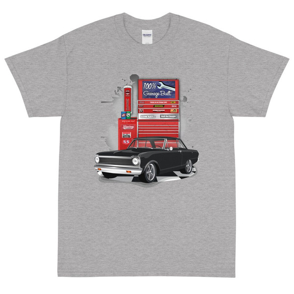 1963 Tuxedo Black Chevrolet Chevy II Nova Garage Built Printed T-Shirt - 4.jpg