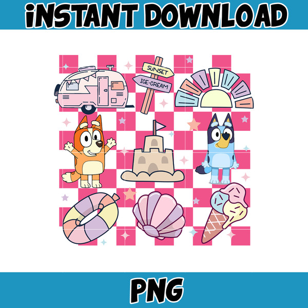Bluey Bingo Hello Summer PNG, Bluey And Bingo Heeler Family PNG, Beach Summer Vibes Instant Download (4).jpg