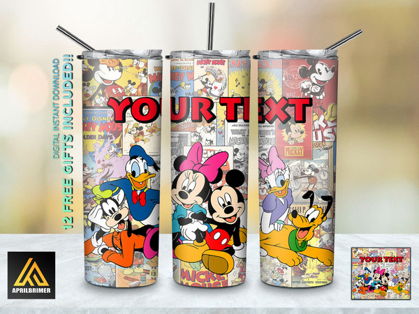 20oz skinny Stainless steel tumbler Mickey Mouse