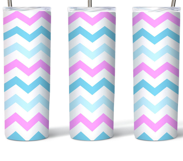 Pink And Blue Waves Tumbler, Pink And Blue Waves Skinny Tumbler.Jpg