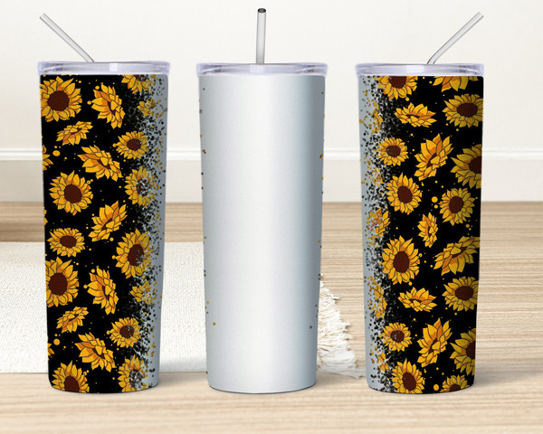 Sunflower Cow 20 Oz Skinny Tumbler With Straw & Lid 
