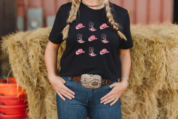 Rodeo Shirt,Cowgirl Hat And Boots Shirt,Wester Aztec Boho Shirt,Western American Rodeo,Country Girl Shirt,Howdy Cowboy Hat Shirt,Rodeo Gifts - 1.jpg