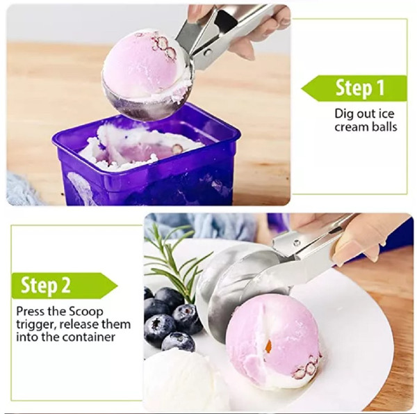 Ice Cream Scoop Easy Trigger Stainless Steel Cookie Water Me - Inspire  Uplift