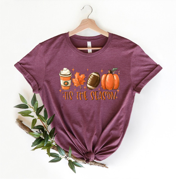 Tis The Season Shirt, Fall Pumpkin Shirt, Football Shirts For Women, Women Fall Tees, Autumn Shirt, Fall Season Shirts, Cute Pumpkin Shirt - 4.jpg