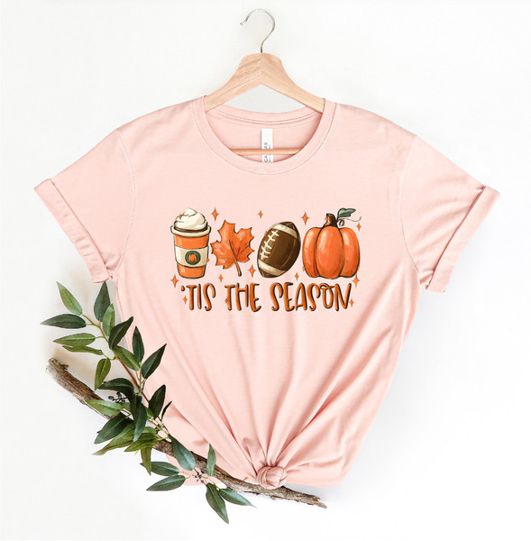 Tis The Season Shirt, Fall Pumpkin Shirt, Football Shirts For Women, Women Fall Tees, Autumn Shirt, Fall Season Shirts, Cute Pumpkin Shirt - 5.jpg