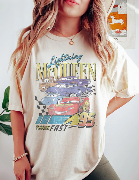 Retro Lightning Mcqueen Piston Cup Comfort Colors® Shirt, Disney Cars Shirt, Disney Shirts, Disney Pixar Shirt, Cars Shirt, Cars Land Shirt - 1.jpg