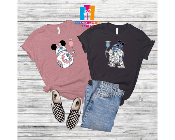 Star Wars Couple T-shirt, Disney Shirt, R2D2 BB8 Couple Shirt, Mickey Minnie Shirt, Disney Star Wars Shirt, Couple Gift, Disney Trip Shirt - 1.jpg