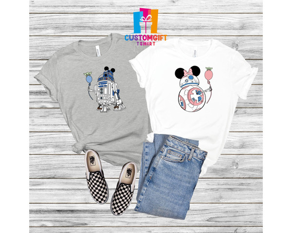 Star Wars Couple T-shirt, Disney Shirt, R2D2 BB8 Couple Shirt, Mickey Minnie Shirt, Disney Star Wars Shirt, Couple Gift, Disney Trip Shirt - 2.jpg