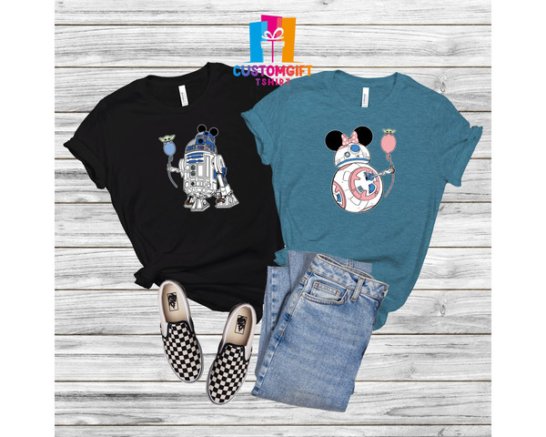 Star Wars Couple T-shirt, Disney Shirt, R2D2 BB8 Couple Shirt, Mickey Minnie Shirt, Disney Star Wars Shirt, Couple Gift, Disney Trip Shirt - 4.jpg