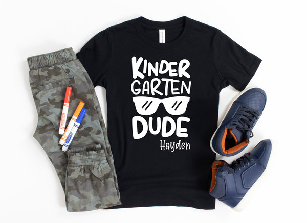 Kindergarten Dude, Boys Kindergarten Shirt, Boys Back to School Shirt, First Day of Kindergarten Shirt, Personalized - 4.jpg