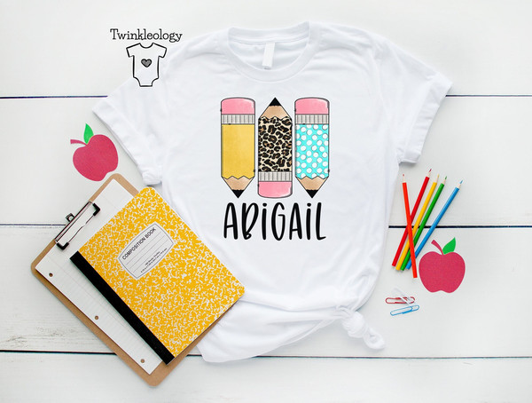 Personalized Back to School Kids Shirt - Cute Back to School Name Toddler Shirt - Personalized Custom Name Toddler Shirt - Pencil Girl Shirt - 1.jpg