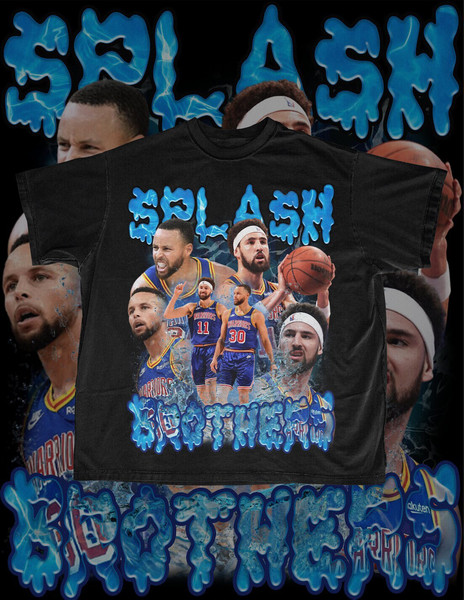 Splash Brothers T-Shirt  Stephen Curry  Klay Thompson  GSW  Golden State  Vintage 90s Inspired Rap Tee  Warriors  For Basketball Fan - 1.jpg