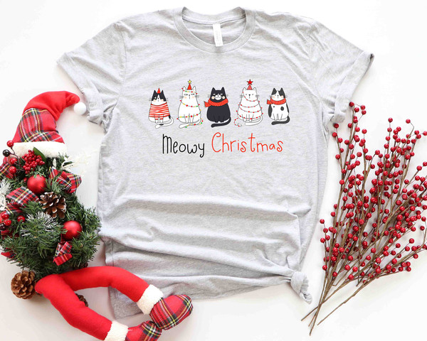 Meowy Christmas Shirt, Christmas Cat Shirt, Merry Christmas, Cat Lover Shirt, Christmas Gift, Christmas Gift For Cat Mom Gifts For Cat Lover - 3.jpg