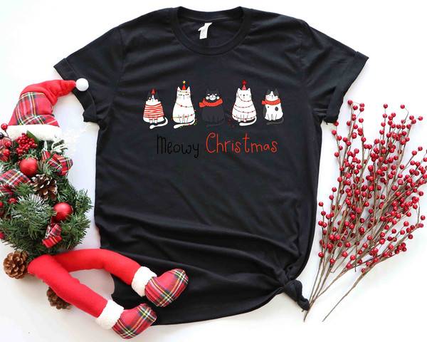Meowy Christmas Shirt, Christmas Cat Shirt, Merry Christmas, Cat Lover Shirt, Christmas Gift, Christmas Gift For Cat Mom Gifts For Cat Lover - 5.jpg