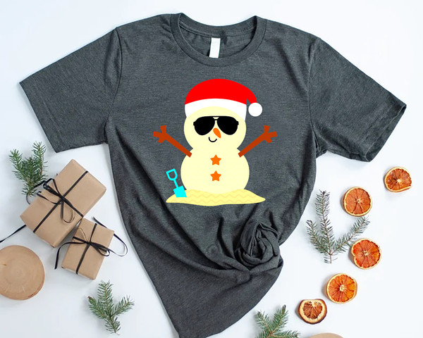 Beach Snowman Tshirt, Christmas in July, Christmas in Summer Gift, Christmas Snowman in July, Christmas in July Shirt Gift, Summer Xmas Tee - 4.jpg