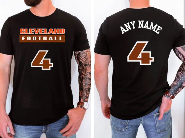 Custom Cleveland Football T-Shirt, Personalized Unisex Football Tee, Custom Team Shirt, Custom Sports Tee, Custom Football Sportswear - 2.jpg