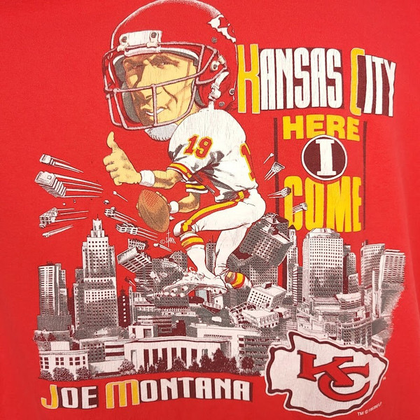 Kansas City Chiefs T Shirt Vintage 90s Joe Montana NFL Football Made In USA Mens Size XL - 2.jpg