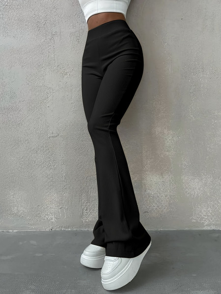 Casual Simple Slim Leggings Pants Solid High Waisted Fashion - Inspire  Uplift