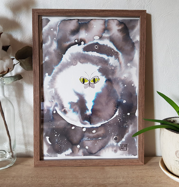 1 Watercolor workl painting in a frame -abstract butterfly  8.2 - 11.6 in ( 21-29,7cm )..jpg