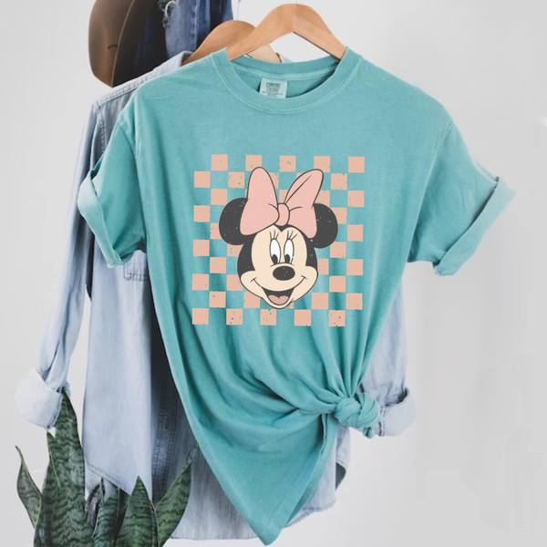 Minnie Checkered Comfort Colors® Shirt, Vintage Minnie Mouse Shirt, Disney Girl Trip Shirt, Disney Women Shirt, Minnie Head Shirt, Mouse Tee - 4.jpg