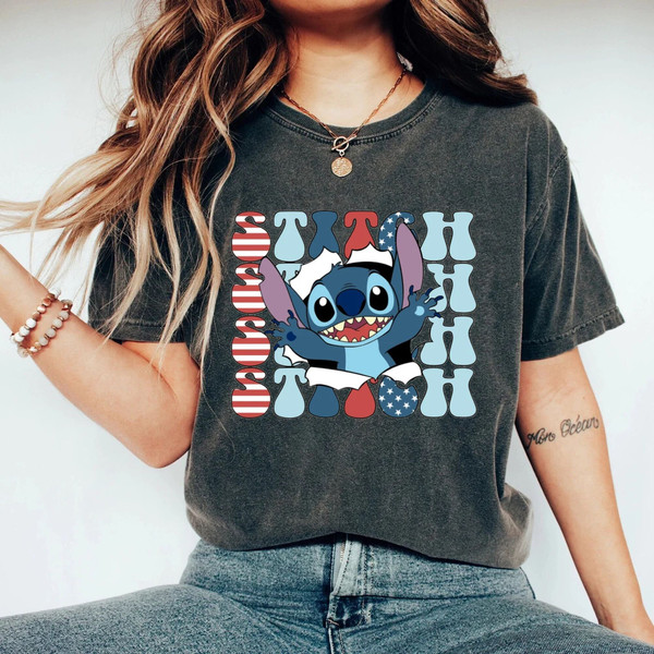 4th of July Stitch Comfort Colors® Shirt, Patriotic Disney Shirt, Fourth of July Stitch Shirt, Disney Independence Day Shirt, America Shirt - 2.jpg