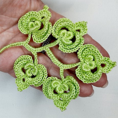 Crochet pattern flower with leaves, flower applique, crochet - Inspire  Uplift