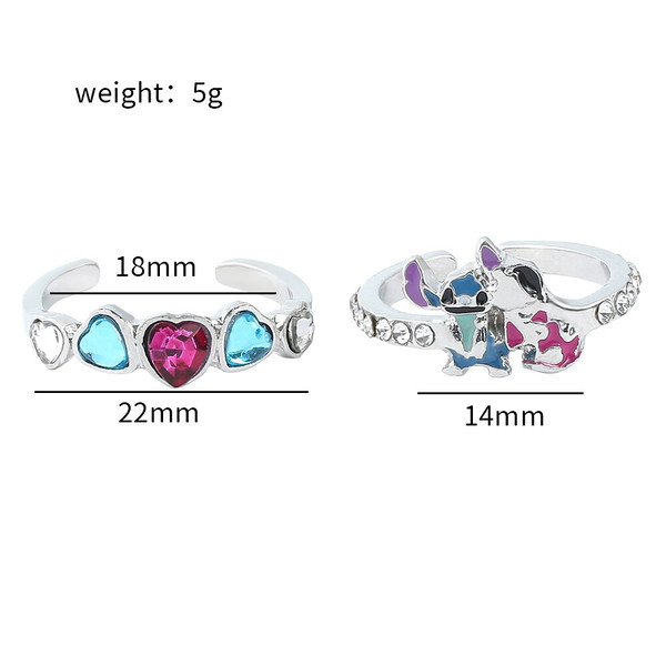Disney Stitch Ring Luxury Charm Jewelry Opening Adjustable Detachable Crystal Stitch Rings Halloween Accessories Stitch Rings Resizable | DisneyDream