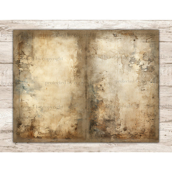 Watercolor distressed paper Junk Journal Pages Bundle. Vintage style background with space for text. Retro antique old paper textures to create a unique memory