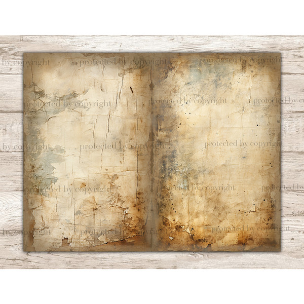 Watercolor distressed paper Junk Journal Pages Bundle. Vintage style background with space for text. Retro antique old paper textures to create a unique memory