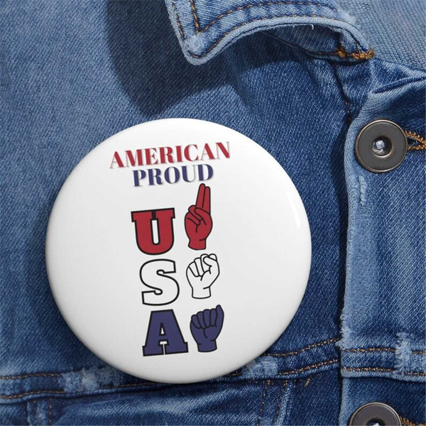 ASL Button, USA Badge Reel, ASL Pin, Sign Language Gift - Inspire
