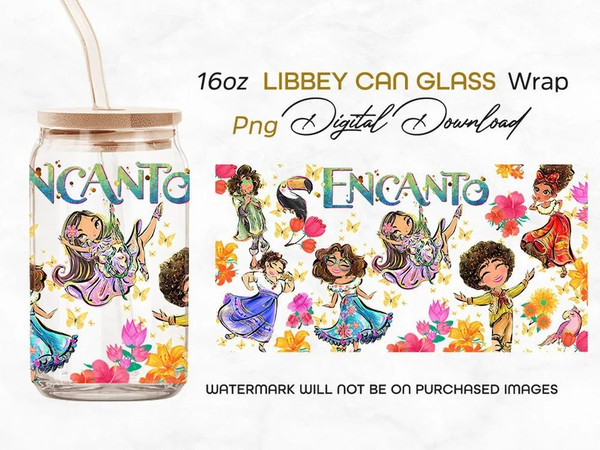 Encanto 16 oz Glass Can Wrap PNG, Encanto Libbey Glass Can PNG, Madrigal Family, Encanto Characters, Mirabel Madrigal Glass Can Wrap.jpg