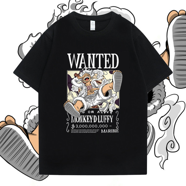 Luffy Wanted Poster Printed T-Shirt  King of The Pirates T-Shirt  Luffy Gear 5 T-Shirt  Sun God Nika T-Shirt Alternate Version - 1.jpg