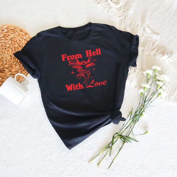 From Hell With Love Shirt, Fallen Angel Graphic Tee, Baby Tee, Pastel Goth Shirts, Grunge Graphic Tees, Grunge Gifts, Emo Shirt, Offensive - 2.jpg