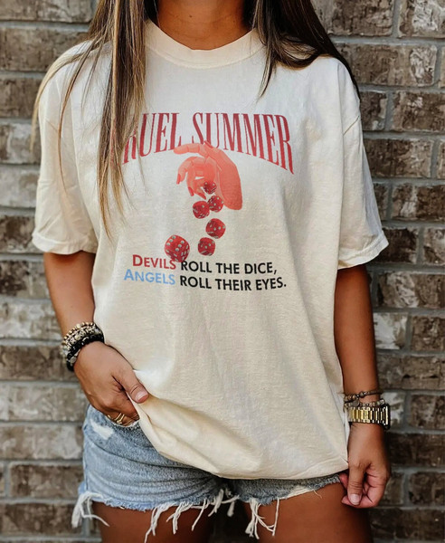 Vintage Cruel Summer Shirt, Cruel Summer Tee, Taylor Lover Album, Music Tour Shirt, Devils roll the dice Angels roll their eyes, ERAS 2023 - 1.jpg