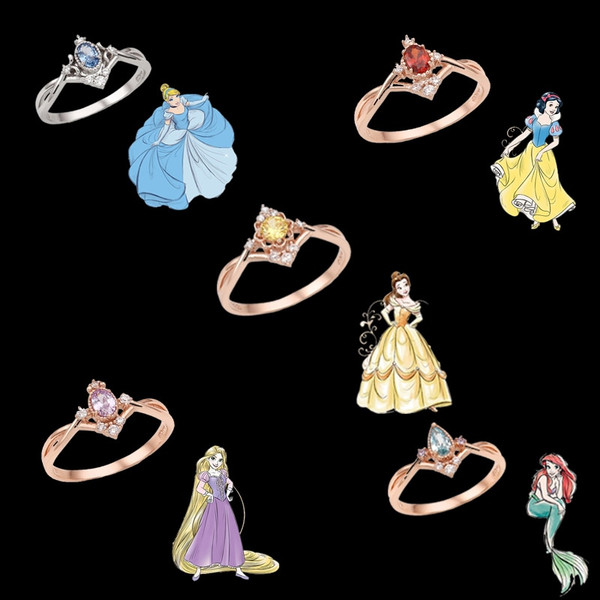 Disney Princess Collection Metal Ring Snow White Cinderella Ariel Cartoon Ring Jewelry Accessories for Kids Toys Resizable Cinderella | DisneyDreams