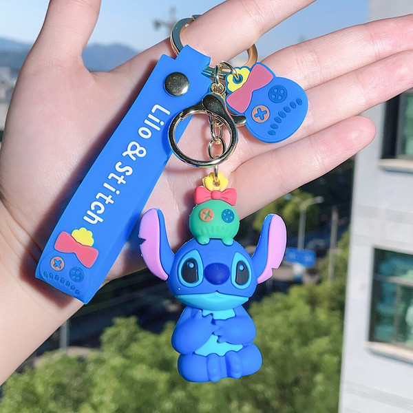 Anime Disney Keychain Lilo & Stitch Keyring key chain doll car pendant gift  PVC