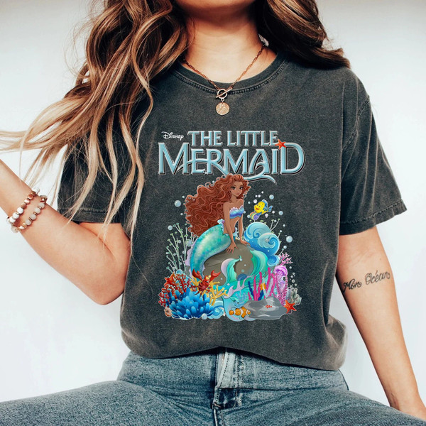 Disney The Little Mermaid Comfort Colors® Shirt, Black Ariel Princess Shirt, African American Ariel Shirt, Disneyworld Shirt,Disney Girl Tee - 2.jpg