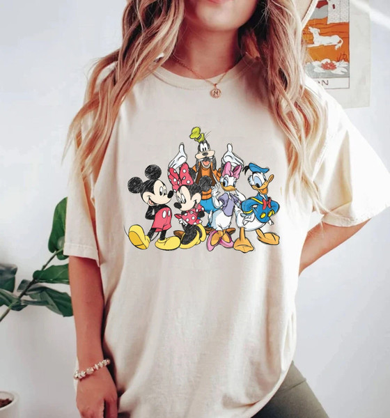 Vintage Mickey and Friends Sketch Comfort Colors® Shirt, Disneyland Shirt, Disneyworld Shirt, Disney Family Matching Shirt,Disney Trip Shirt - 1.jpg