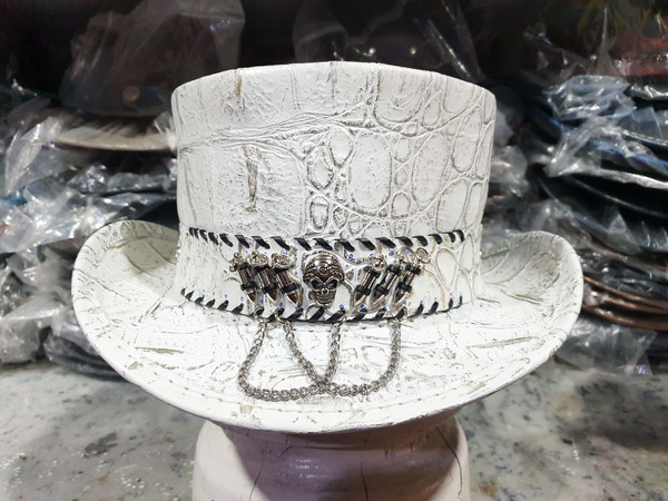 Crocodile Hunters White Leather Top Hat (2).jpg