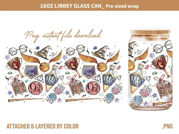 Potterhead Libbey Glass PNG, Can Glass Wrap PNG, 16oz Can Glass png, Magic Can Glass Full Wrap png, 16oz Coffee Glass png, Libbey can wrap.jpg